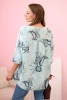 Damenbluse aus Baumwolle mit aufgerolltem Ärmel und Paisleymuster mintgrün