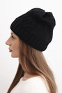 Women's winter wool hat with decorative embossing K474 black