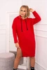 Платье с капюшоном и боковым разрезом красный