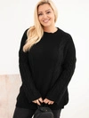 Damenpullover Plus Size mit Zopfmuster schwarz
