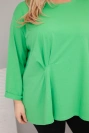 Plus size women's blouse with cotton, long sleeves and ruching light green