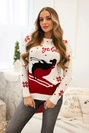 Christmas motif sweater ecru