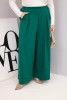 Plus Size women's cotton pants with wide leg and loose fit dark green