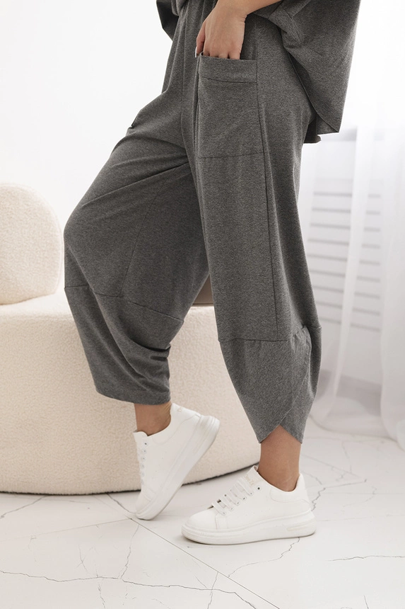 Cotton set blouse + trousers Graphite