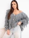 Women’s sweater with fringes and decorative buttons gray