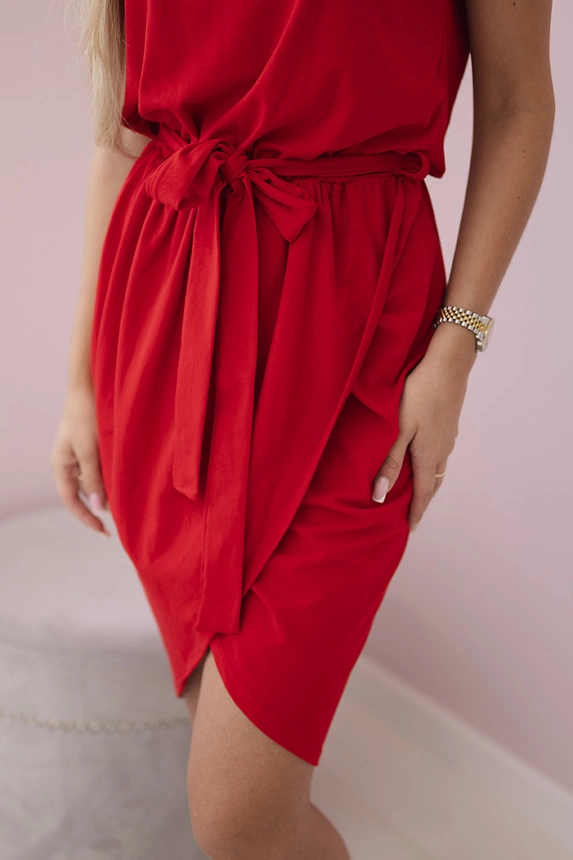 Stufenkleid mit Umschlag unten rot