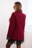 Women's blazer with lace at the bottom and cuffs burgundy
