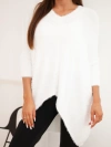 Sweter damski Plus Size z dekoltem V ecru