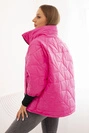 Women's quilted jacket with a short cut and collar pink