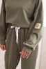Ladies' butter set with a loose sweatshirt and pants with the inscription LOVE khaki