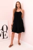 Women's muslin dress with straps and frill black
