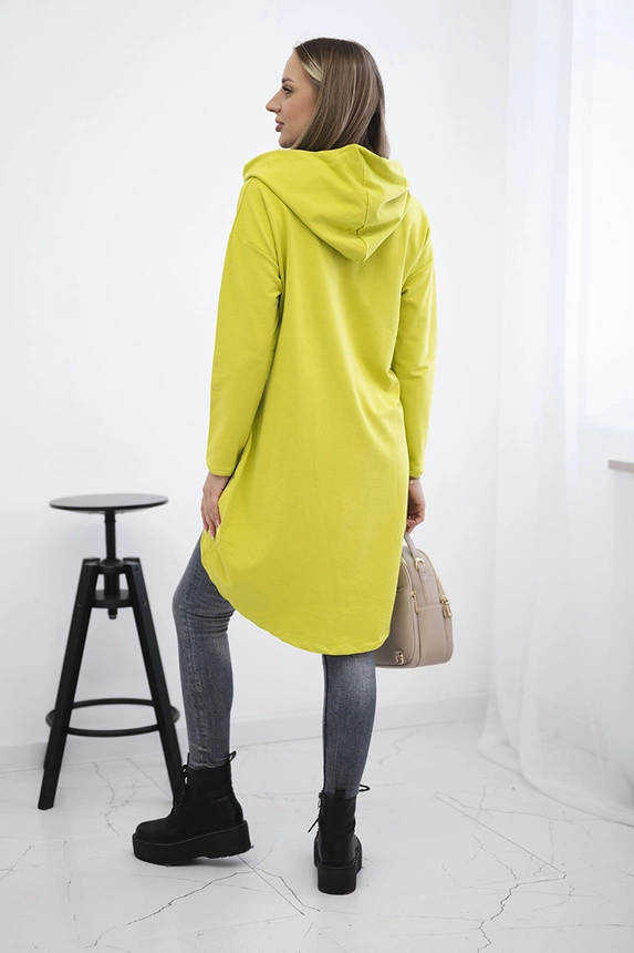 Sweatshirt with long back and hood kiwi