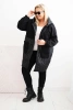 Dámska prešívaná mikina Plus Size s kapucňou a veľkými vreckami čierna