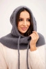Women's hooded cap with ties and braid weave graphite