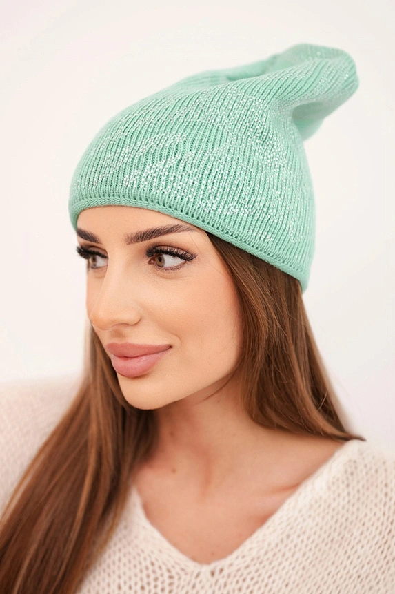 Dámská zimní čepice z vlny s dvojitým ohrnovacím lemem K426 oranžová