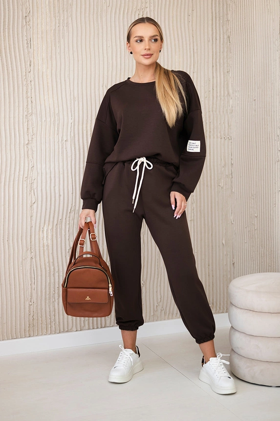 Viskose-Set Sweatshirt + Hose braun