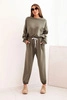 Damen-Set aus weichem Material mit lockerer Bluse und Hose mit dem Aufdruck LOVE khaki