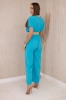 Overalls with a decorative belt at the waist turquoise