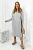 Langes Kleid mit Kapuze grau