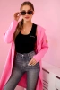 Long cardigan with hood light pink