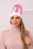 Cap with a pompom Rozalia K323 light pink+white