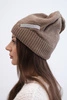 Women's winter wool hat with a decorative rhinestone strap K402 mocca