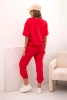 Damen-Viskose-Set mit kurzen Ärmeln und Hosen rot 