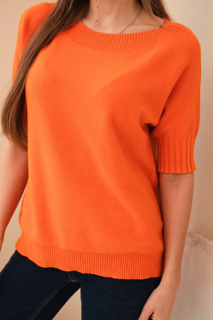 Damenpullover aus Viskose mit kurzen Ärmeln orange