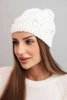 Women's winter wool hat with decorative crystals K461 white