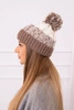Cap with a pompom Abigail K326 cappuccino+ecru