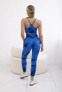 Komplet fitness top z regulowanymi ramiączkami + legginsy push up chabrowy