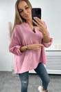 Muslin blouse with rolled-up sleeves light pink