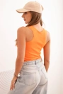 Damenbluse mit Rippstruktur und dekorativem Aufnäher dunkelorange