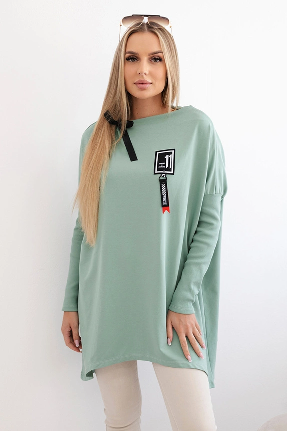 Oversize sweatshirt with asymmetrical sides dark mint