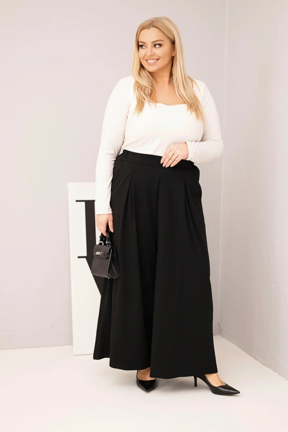 Women's cotton Plus Size wide-leg loose-fit pants black