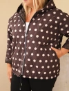 Plus Size women's jacket with polka dots and hood brown