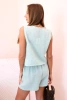 Damen-Set aus Viskose Weste mit Knöpfen und Shorts minze melange