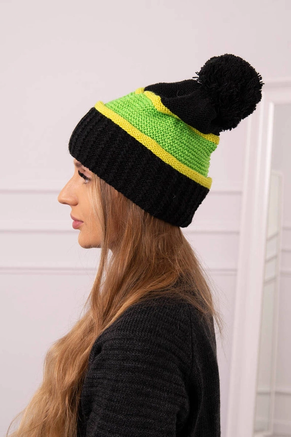 Kinga moteriška kepurė K297 black+kiwi+green neon