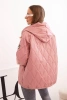Women's quilted jacket with a hood dark pink