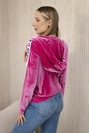 Velours-Kapuzenpullover fuchsia