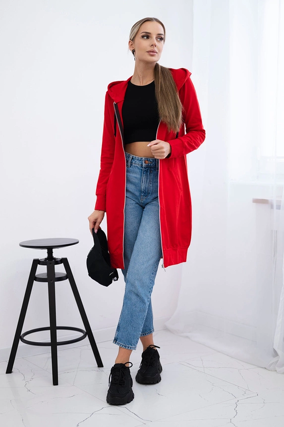 Kleid Sweatshirt mit Kapuze rot