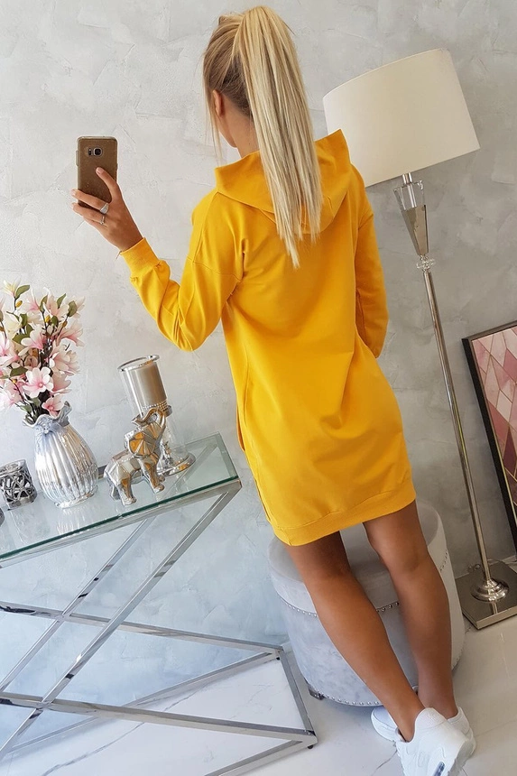 Hooded dress mustard