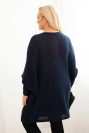 Sweter damski Plus Size z moherem ponczo granatowy