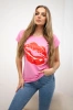Blouse with lips print pink