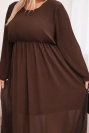 Moteriška plisuota suknelė Plus Size iš viskozės su ilgomis rankovėmis ruda