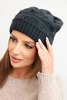 Women's winter hat made of wool with decorative braid K451 graphite