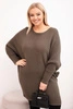 Sweter damski Plus Size z moherem ponczo mocca