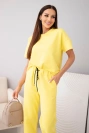 Women's cotton set short-sleeve top and sweatpants yellow