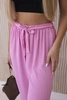 Trousers with a wide waistband light pink