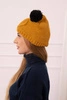 Cap with fleece 2 pompoms K291 mustard
